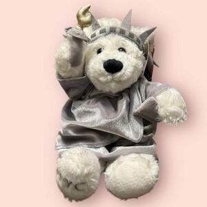 Statue of Liberty Bear Plush White Bear Silver Robe‎ NYC Souvenir w Tags